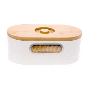 Customized Galvanized Steel Bread Box Food Storage Bin Container Vintage Big Metal Loaf Bread Bin Storage with Bamboo Lid