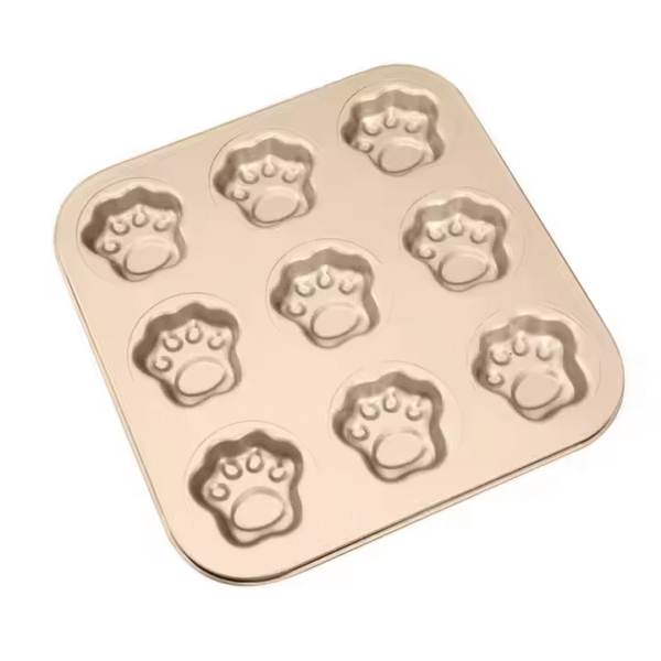 9 Cavities Non Stick Cat Claw Shape Madeleine Cake Baking Pan Bakery Cake Mold Gold Carbon Steel Baking Tray