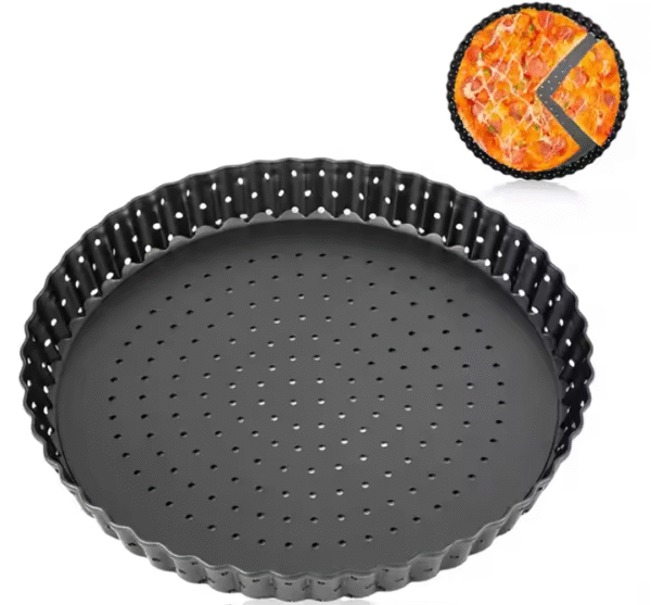 Pizza Crisper Pan Strap Handle Pizza Pan With Hole Carbon Steel Customizable Logo Pizza Pan for Home Kitchens - Image 2
