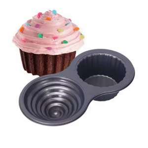 Non-stick Heavy Gauge Carbon Steel 2 Cup Jumbo Large Bakeware Novelty Giant Cupcake Pan And Cake Baking Mold Tools
