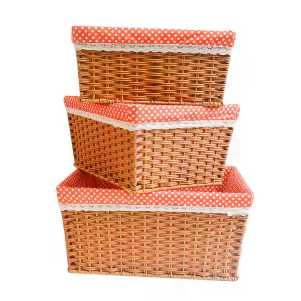 New Hot Sale Hand-woven Sundry Basket Rattan Plastic Washable Storage Basket - Image 4