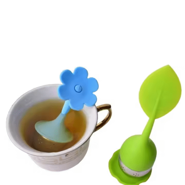 Creative Small Flower Shaped Silicone Tea with Tea Strainer and Stainless Steel Tea Filter - Image 3
