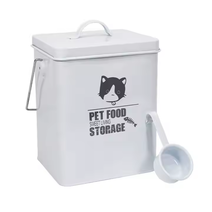 Metal Dog Food Storage Container Pet Food Canister with Food Scoop