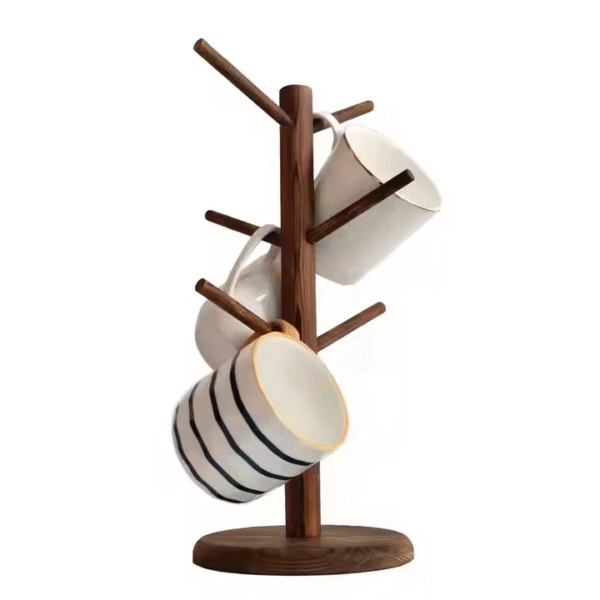 Multifunction Color Wooden Countertop Coffee Mug Tree Mug Cup Stand - Image 3
