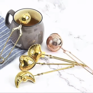 Creative Shell Heart Star Stainless Steel Tea Drain Gold Tea Filter Tea Infuser with Handle