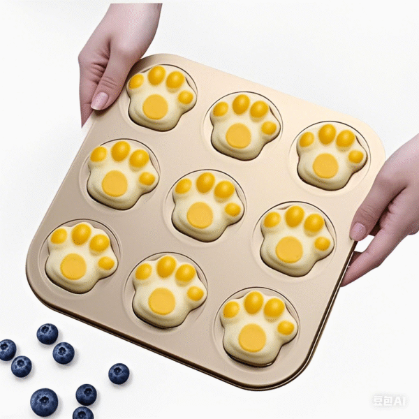 9 Cavities Non Stick Cat Claw Shape Madeleine Cake Baking Pan Bakery Cake Mold Gold Carbon Steel Baking Tray - Image 4