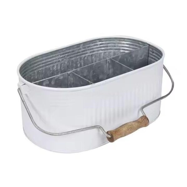Utensil Holder Cooking with Handle & Divider Metal Utensil Pot for Fork Spoon Knife - Image 4