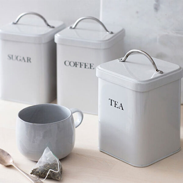 3-Piece Metal Storage Canister Set Multifunctional Carved Food Coffee Sugar Tea Holder Box Container - Image 4
