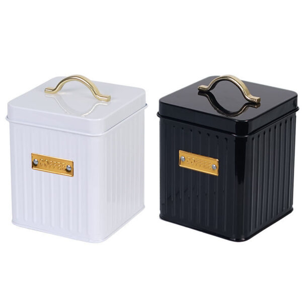 3-Piece Metal Storage Canister Set Multifunctional Carved Food Coffee Sugar Tea Holder Box Container
