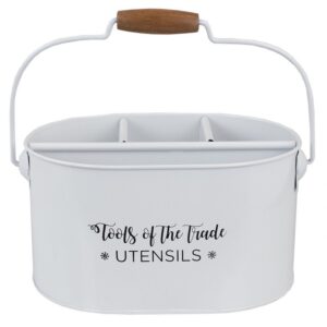 Powder Coated Caddy for Parties Farmhouse Utensil Serve Ware Holder Galvanized Caddy Holder With Handle