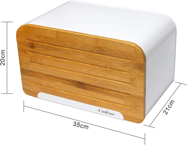 Large Stainless Steel Bread Box with Bamboo Lid for Kitchen Counter - Image 3
