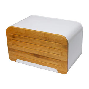 Large Stainless Steel Bread Box with Bamboo Lid for Kitchen Counter